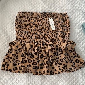 Leopard print smocked skirt